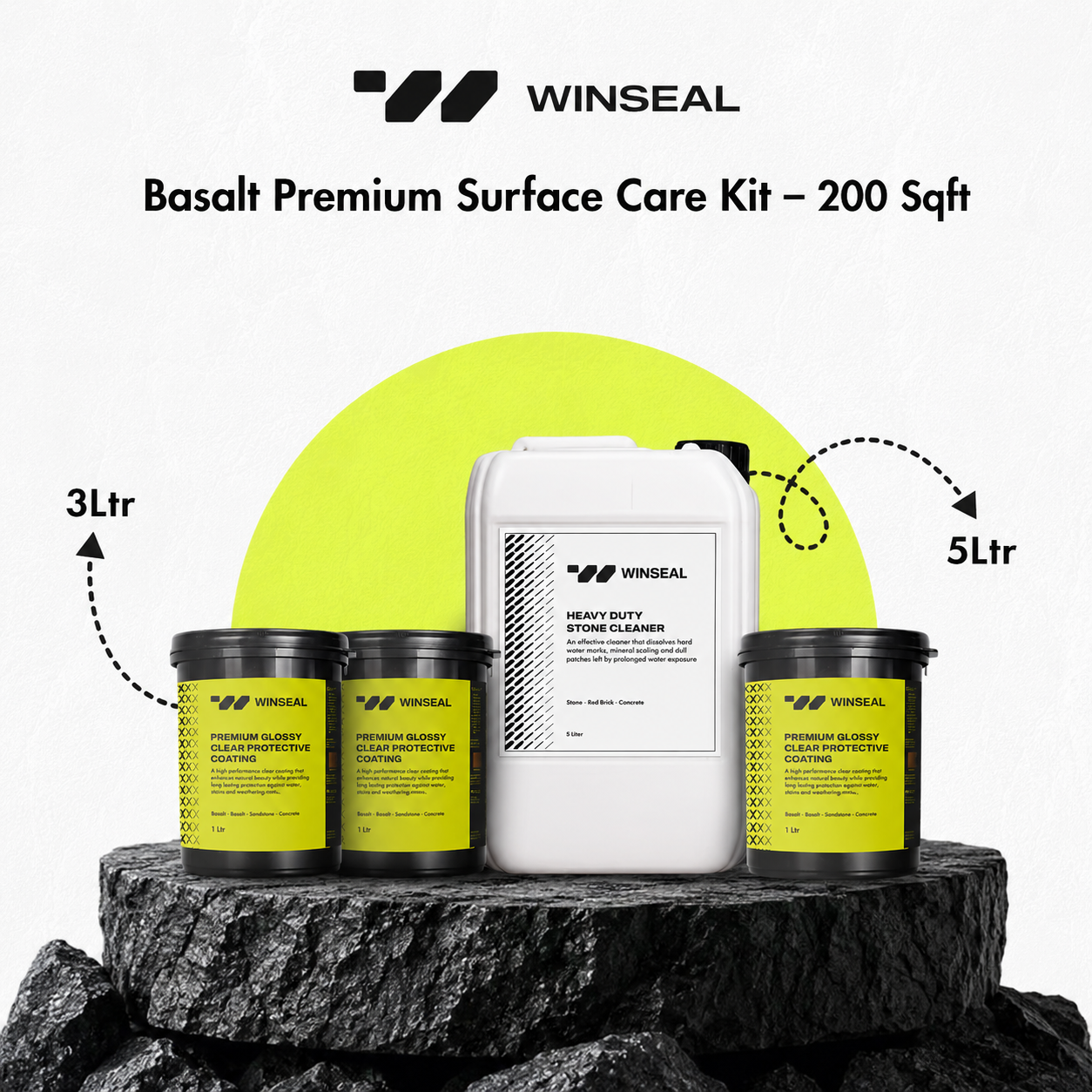 Basalt Deep Clean & Semi Glossy Finish Kit – Covers 200 Sqft - Semi Glossy Finish
