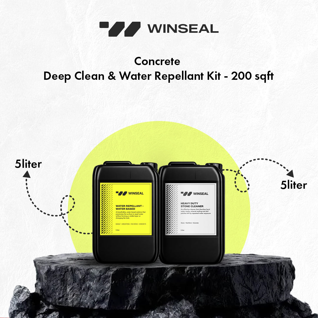 Concrete - Deep Clean & Water Repellant Kit - Covers 200 Sqft - Natural Finish