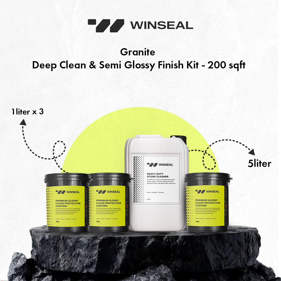 Granite Deep Clean & Premium Glossy Kit – Covers 200 SqFt - Semi Glossy Finish
