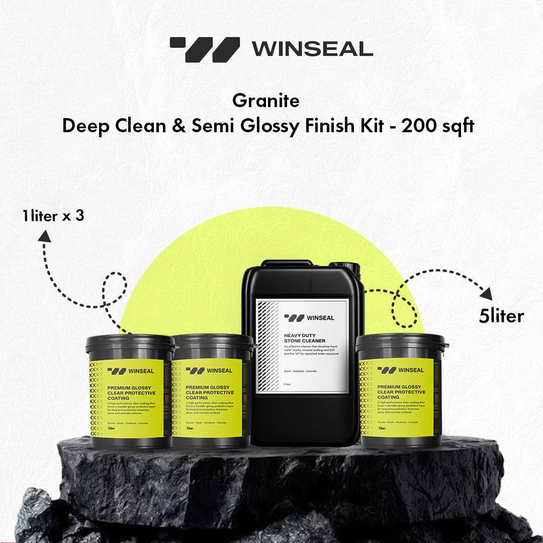 Granite Deep Clean & Premium Glossy Kit – Covers 200 SqFt - Semi Glossy Finish