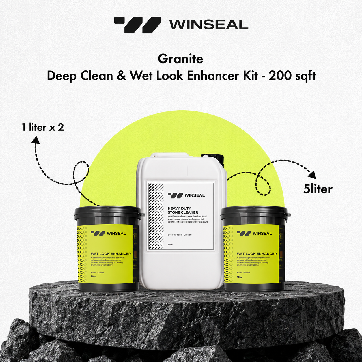 Granite Deep Clean and Wet Look Kit - Covers 200 SqFt - Natural finish