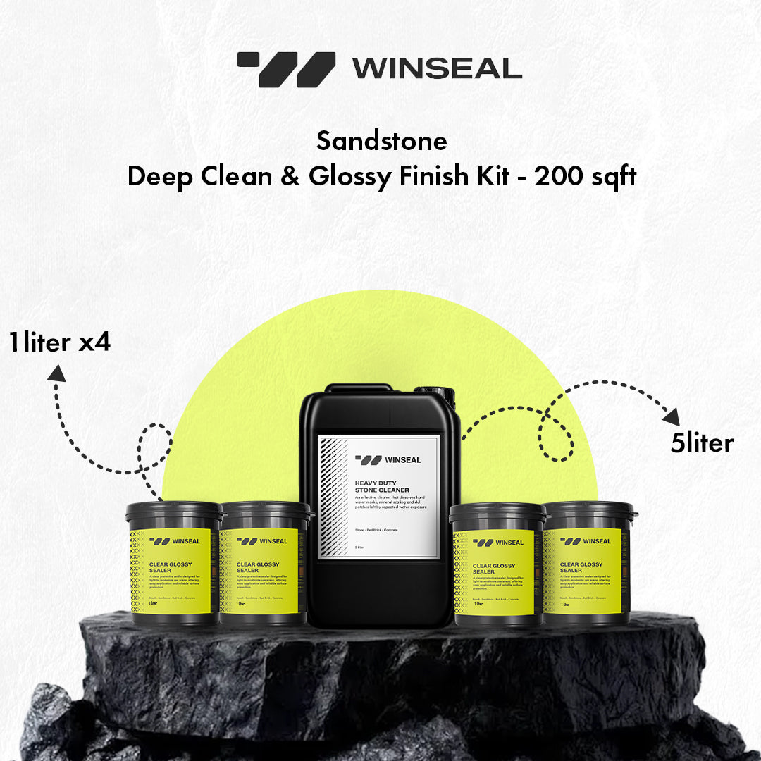 Sandstone Deep Clean and Glossy Finish Kit – Covers 200 Sqft - Glossy Finish
