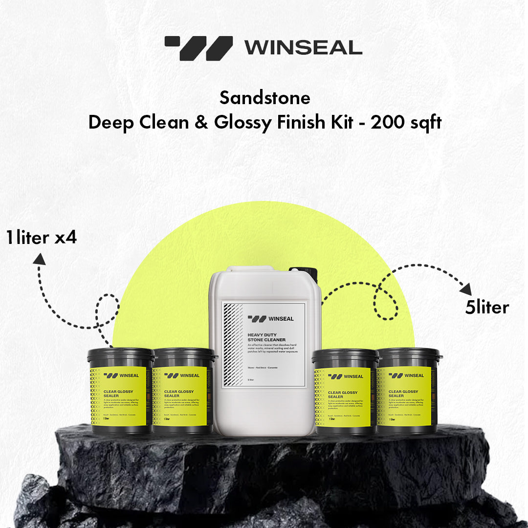 Sandstone Deep Clean and Glossy Finish Kit – Covers 200 Sqft - Glossy Finish